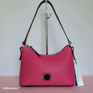 DOONEY & BOURKE Pebbled Grain Leather Baguette Shoulder Bag- Hot Pink